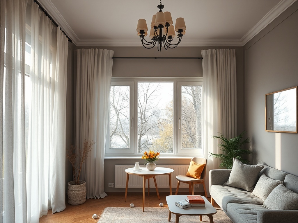 Современная гостиная с мягким освещением, пролетающим светом и уютной мебелью. Просторное и стильное пространство.